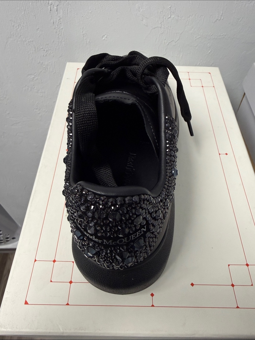 Alexander McQueen Black Leather Sneakers with Crystal Heel - Picture 4 of 6